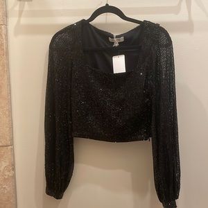 Long sleeve sequins top